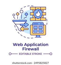 Web application firewall multi color concept icon. Network traffic, cybersecurity. Round shape line illustration. Abstract idea. Graphic design. Easy to use in infographic, presentation