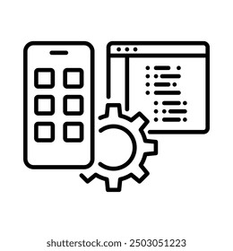 Icono de aplicación de Web. Estilo de contorno. Vector. Aislar sobre fondo blanco.