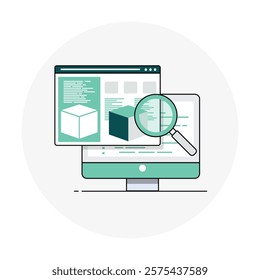 Web Application Security Review Icon Representing Vulnerability Detection, App Protection, and Secure Development.
