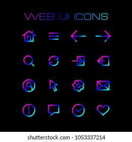 Web application ui icons set for simple flat style design. 