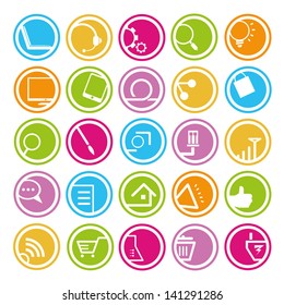 web apps icons set, internet round buttons set