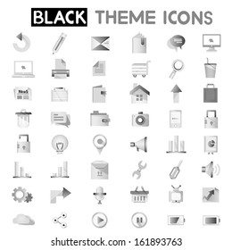 web apps, internet icons, black color theme