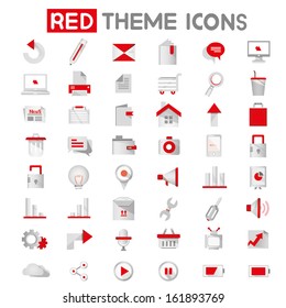 web apps, internet icons, red color theme