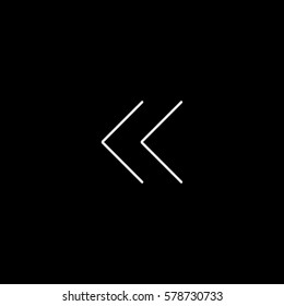 Web Arrow Backward Line Icon On Black Background