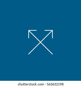 Web Arrow Cross Line Icon On Blue Background