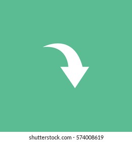 Web Arrow Down Flat Icon On Green Background