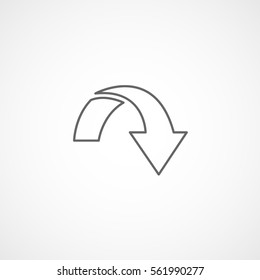 Web Arrow Down Line Icon On White Background