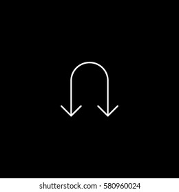 Web Arrow Down Line Icon On Black Background