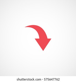 Web Arrow Down Red Flat Icon On White Background