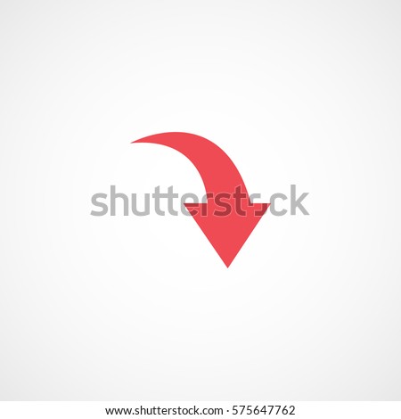 Web Arrow Down Red Flat Icon On White Background