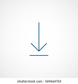 Web Arrow Download Down Blue Line Icon On White Background