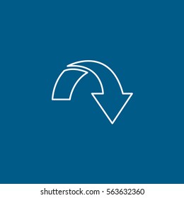 Web Arrow Download Down Line Icon On Blue Background