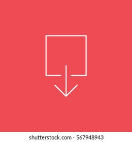 Web Arrow Download Down Line Icon On Red Background