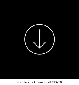 Web Arrow Download Down Line Icon On Black Background