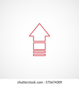 Web Arrow Download Down Red Line Icon On White Background