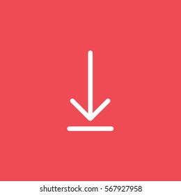Web Arrow Download Flat Icon On Red Background