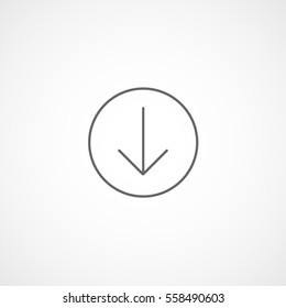 Web Arrow Download Line Icon On White Background