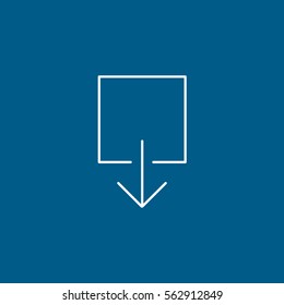 Web Arrow Download Line Icon On Blue Background