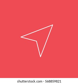 Web Arrow Email Message Line Icon On Red Background