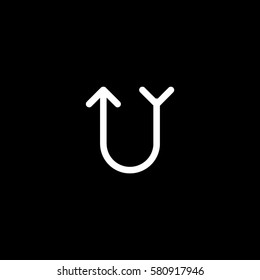 Web Arrow Up Flat Icon On Black Background