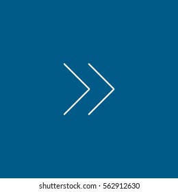Icono de línea hacia adelante de flecha web en fondo azul