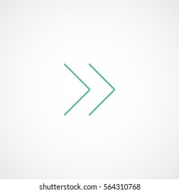 Web Arrow Forward Right Green Line Icon On White Background