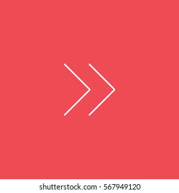 Web Arrow Forward Right Line Icon On Red Background