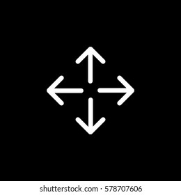 Web Arrow Full Screen Flat Icon On Black Background