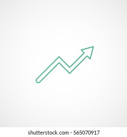 Web Arrow Up Green Line Icon On White Background