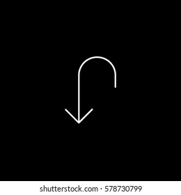 Web Arrow Left Line Icon On Black Background