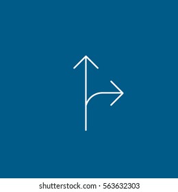 Web Arrow Line Icon On Blue Background