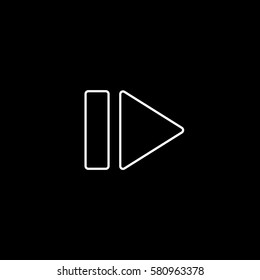 Web Arrow Play Line Icon On Black Background