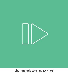 Web Arrow Play Next Line Icon On Green Background
