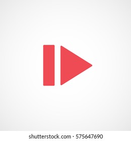 Web Arrow Play Next Red Flat Icon On White Background