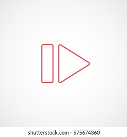 Web Arrow Play Next Red Line Icon On White Background