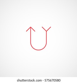 Web Arrow Up Red Line Icon On White Background