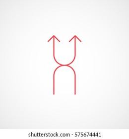 Web Arrow Up Red Line Icon On White Background