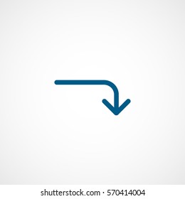 Web Arrow Right Down Blue Flat Icon On White Background