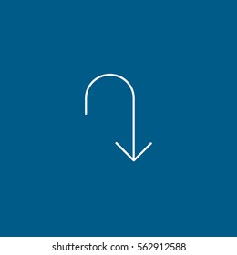 Web Arrow Right Down Line Icon On Blue Background