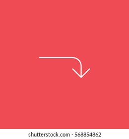 Web Arrow Right Line Icon On Red Background