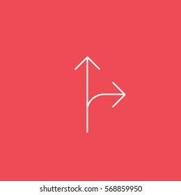 Web Arrow Up Right Line Icon On Red Background