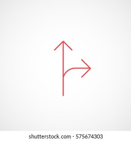 Web Arrow Up Right Red Line Icon On White Background
