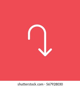 Web Arrow Update Refresh Down Flat Icon On Red Background