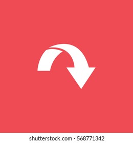 Web Arrow Update Refresh Down Flat Icon On Red Background
