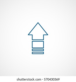 Web Arrow Upload Up Blue Line Icon On White Background