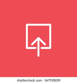 Web Arrow Upload Flat Icon On Red Background
