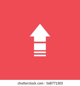 Web Arrow Upload Up Flat Icon On Red Background