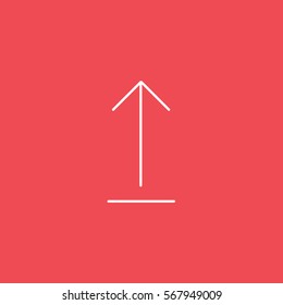 Web Arrow Upload Up Line Icon On Red Background