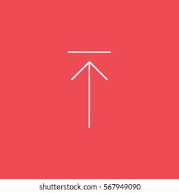 Web Arrow Upload Up Line Icon On Red Background