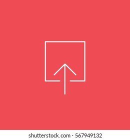 Web Arrow Upload Up Line Icon On Red Background